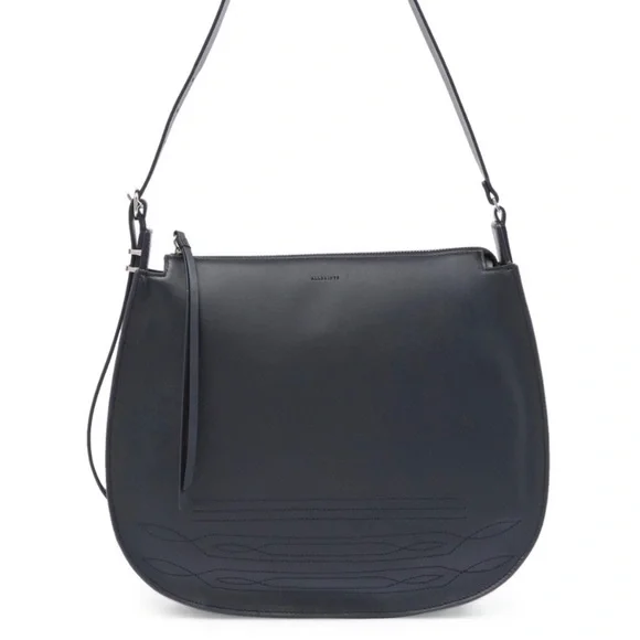 ALLSAINTS Cooper Hobo Leather Shoulder Bag in Navy - Picture 2 of 5